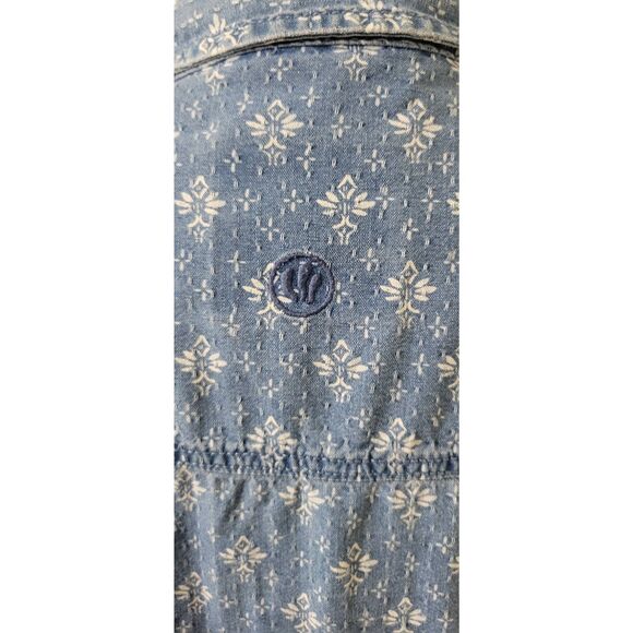 FatFace Men's Sz 2XL 100% Cotton Blue Short Sleeve Geometric Print Button Up Top - Picture 5 of 8